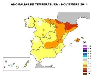 Noviembre de 2014, muy húmedo y muy cálido