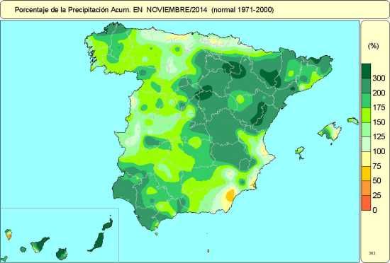 Noviembre De 2014, Muy Húmedo Y Muy Cálido Precipitaciones noviembre 2014