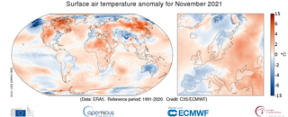 Noviembre de 2021 a nivel global: el quinto noviembre más cálido