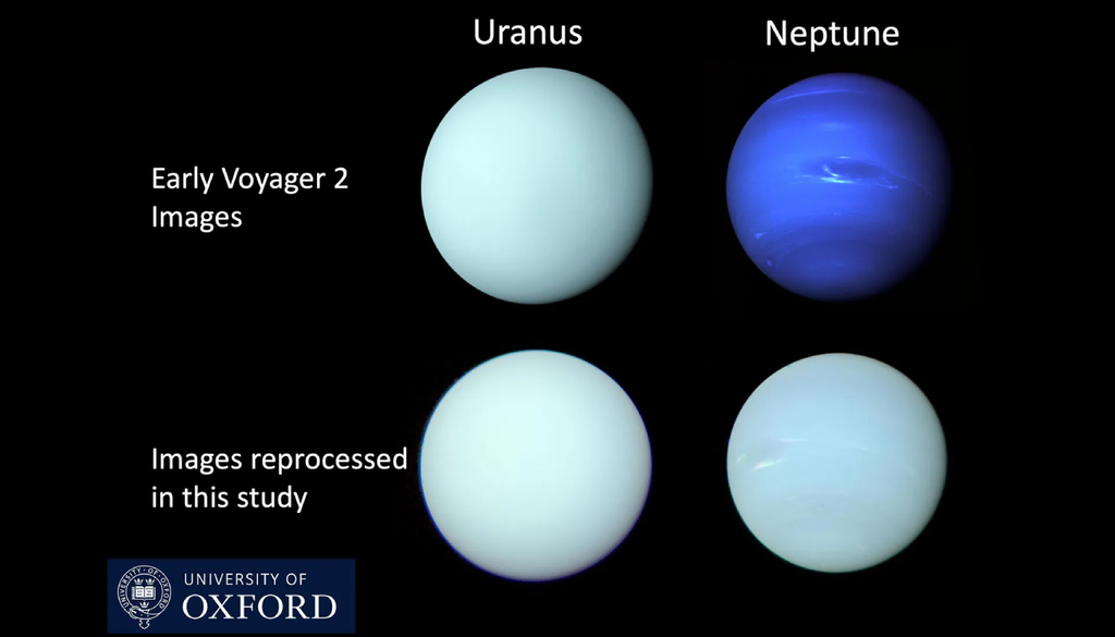 Estudo baseado em modelos atmosféricos e dados do ALMA indica que Netuno é mais enriquecido em oxigênio do que Urano, sugerindo origens distintas. Crédito: Patrick Irwin Estudo baseado em modelos atmosféricos e dados do ALMA indica que Netuno é mais enriquecido em oxigênio do que Urano, sugerindo origens distintas. Crédito: Patrick Irwin