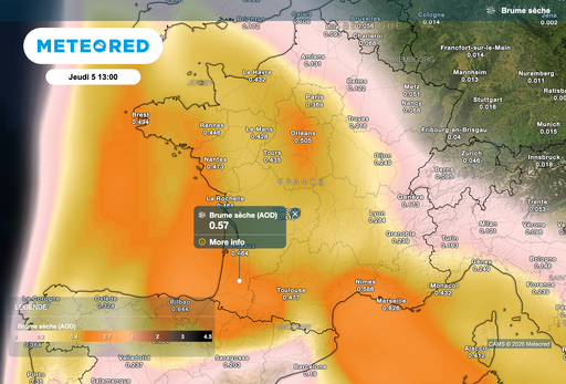 Nuage de sable du Sahara au-dessus de la France : le nuage va gagner du terrain. Voici les pires journ&eacute;es de la semaine