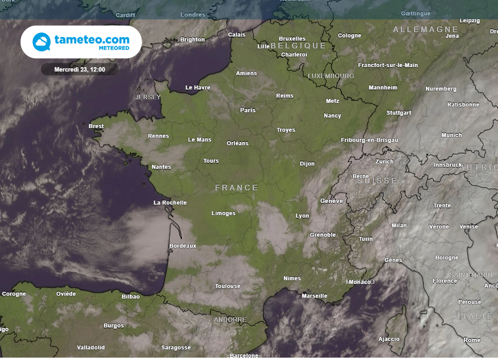 Image satellite mercredi 23 octobre midi