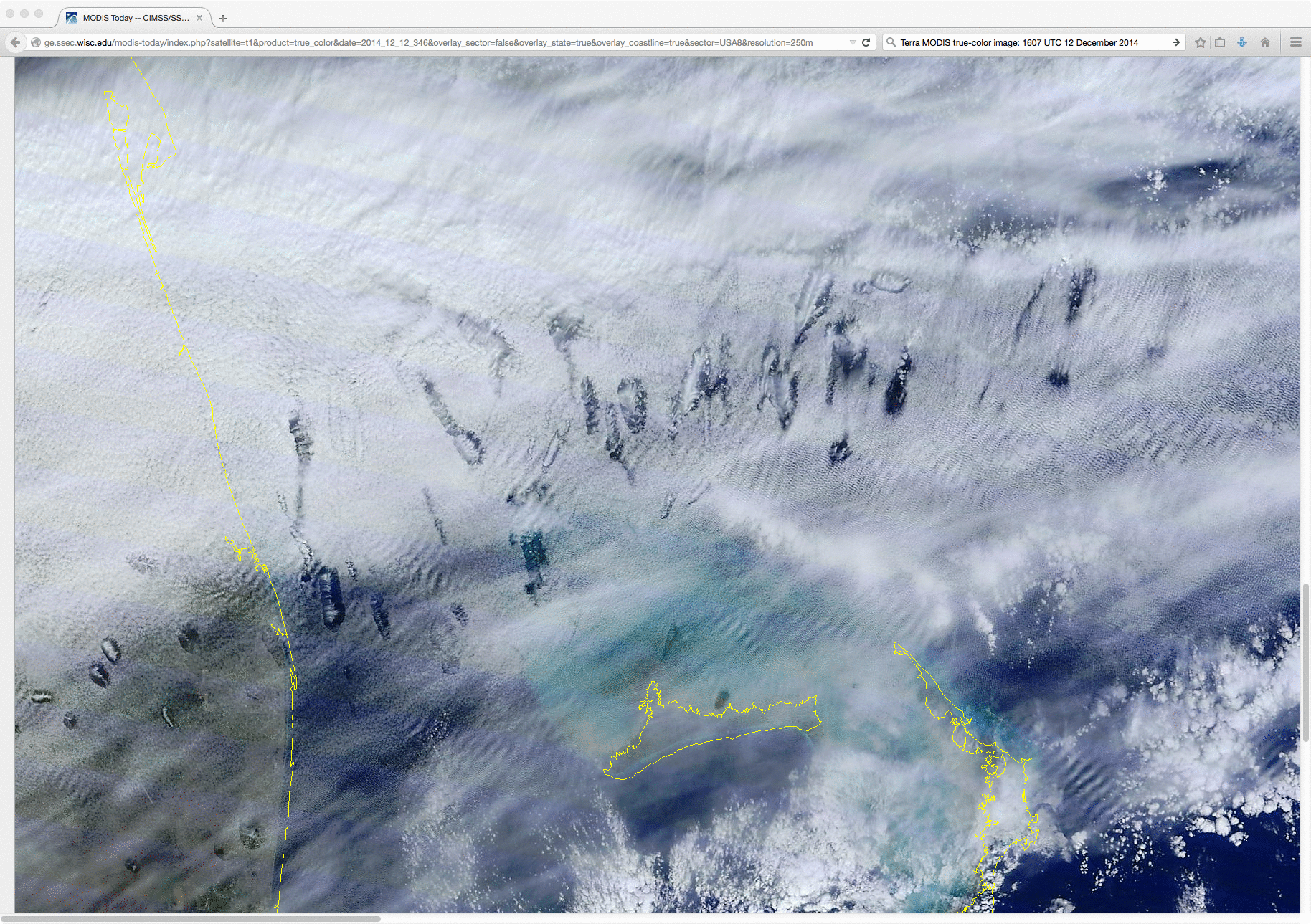 Nubes Agujero Y Antiestelas Sobre Florida Fuente: CIMSS Blog