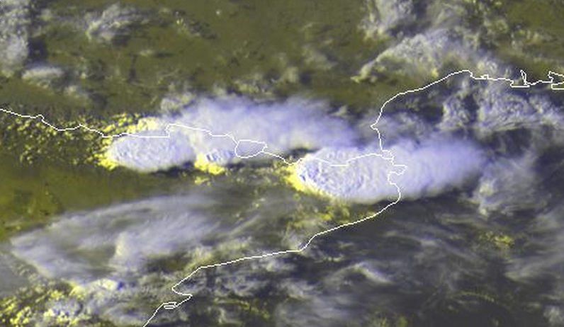  Imagen RGB-Eview de Meteosat10 de las 16UTC del 6 de septiembre de 2014, arriba, y detalles de la zona analizada, abajo.