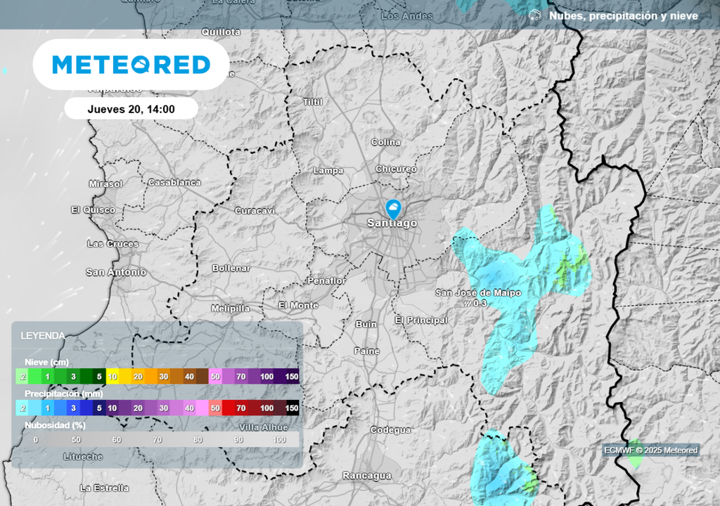 Nubes y precipitaciones en Santiago Nubes y precipitaciones en Santiago