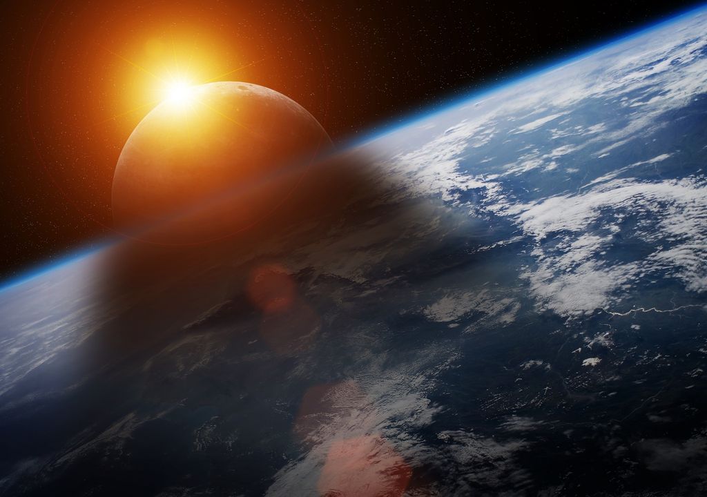 Eclipse Solar vista desde el espacio zona de umbra