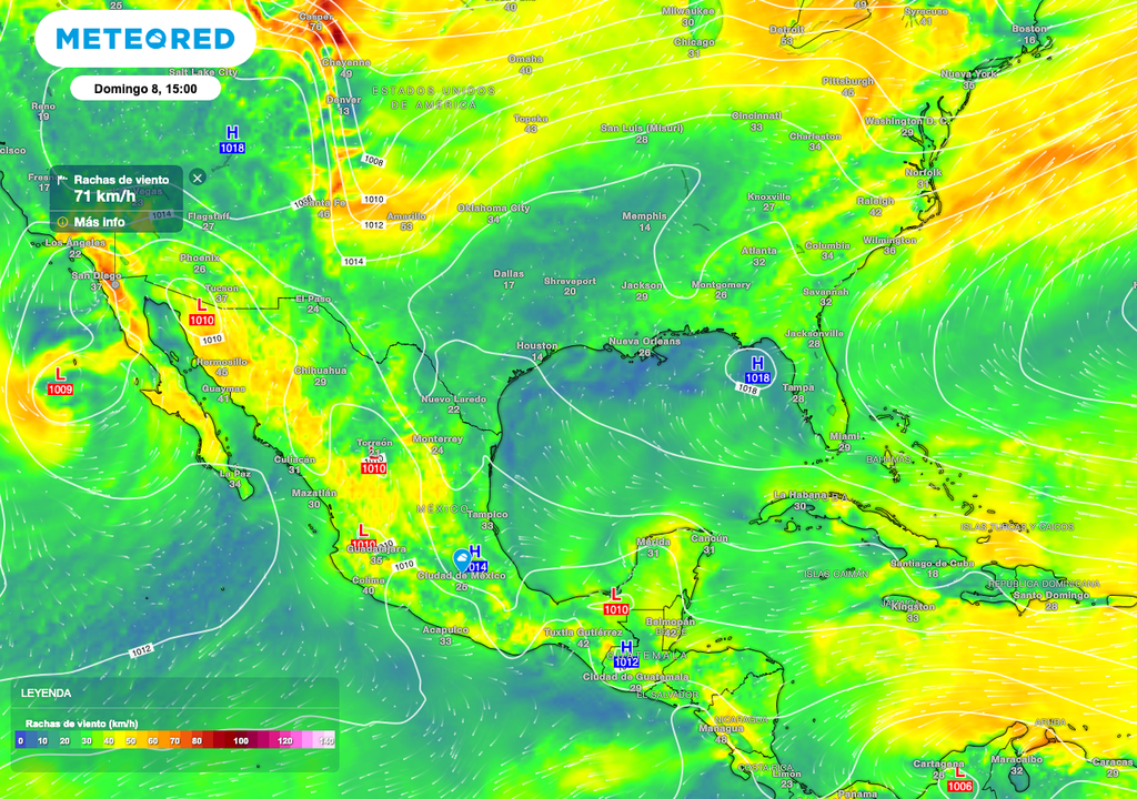 Se prevén rachas de 60 a 80 km/h, que darán paso a la formación tolvaneras, torbellinos o incluso posibles tornados al Norte de México. Se prevén rachas de 60 a 80 km/h, que darán paso a la formación tolvaneras, torbellinos o incluso posibles tornados al Norte de México.