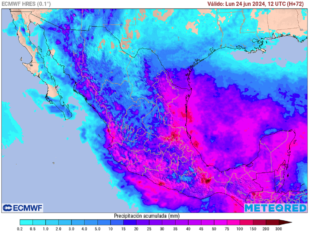 Acumulado de lluvias en milímetros