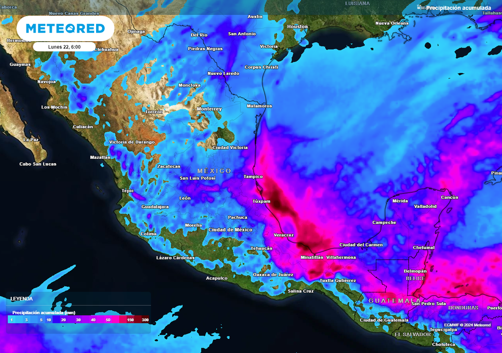 Acumulado de lluvias en milímetros