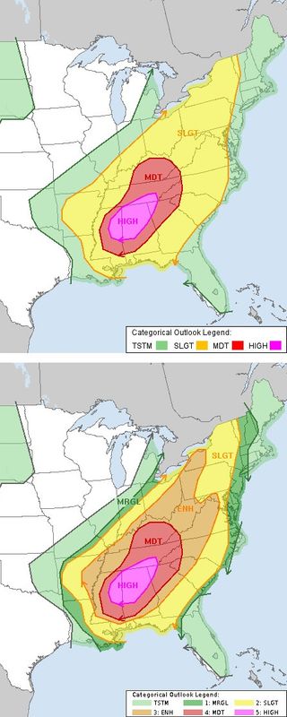 Nuevas categorías de riesgos meteorológicos severos de la NOAA