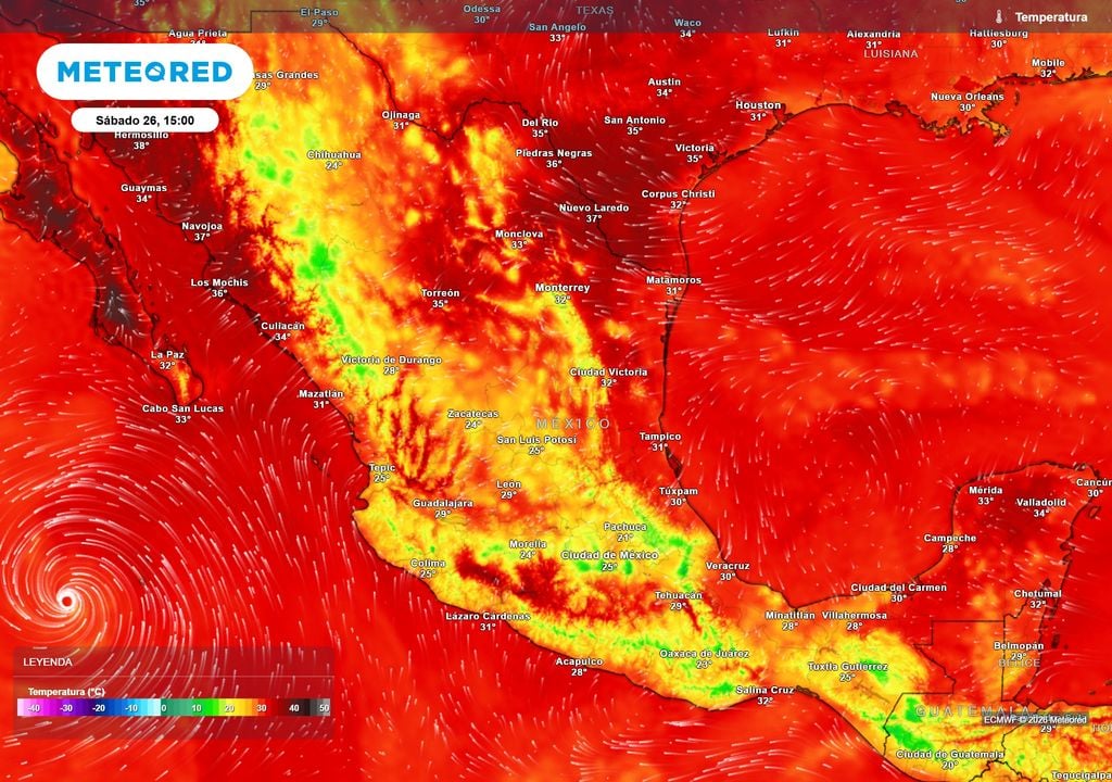Las lluvias mantendrán reguladas las temperaturas en el sur, centro y montañas del norte, mientras el calor sigue en el noroeste, noreste, sureste y costas superando 35 °C.