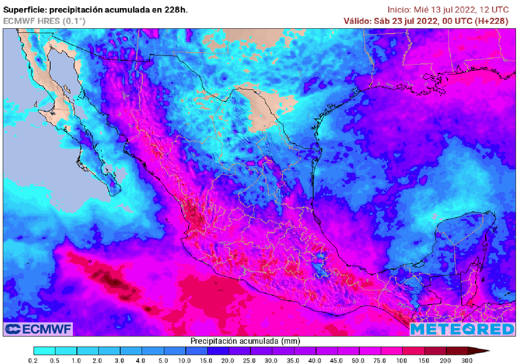 Acumulado de lluvias - Modelo ECMWF