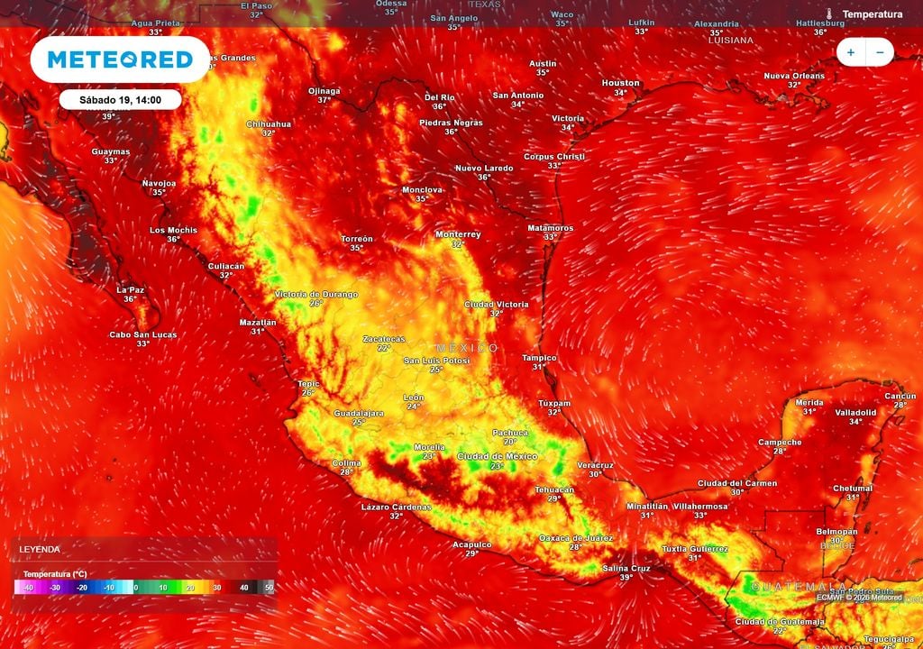 Pronóstico de temperaturas en grados Celsius El calor rondaría los 35-40 °C en todo el norte, sureste y costas, estimándose en el Altiplano de 17-27 °C tornándose frías las horas nocturnas.