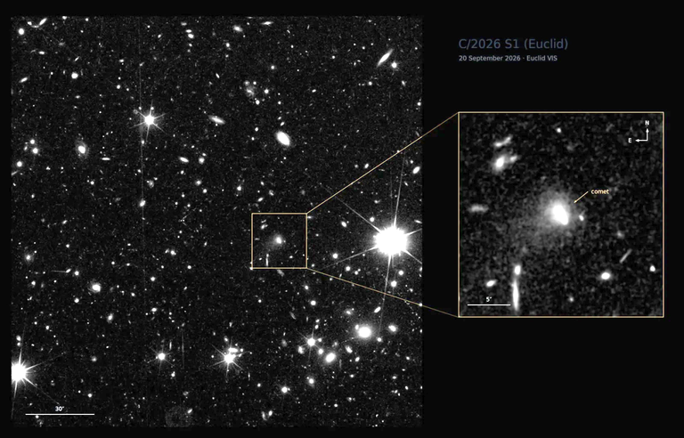 Descubierto un nuevo cometa a 1.300 millones de kil&oacute;metros de la Tierra: su nombre, C/2026 S1 (Euclid)