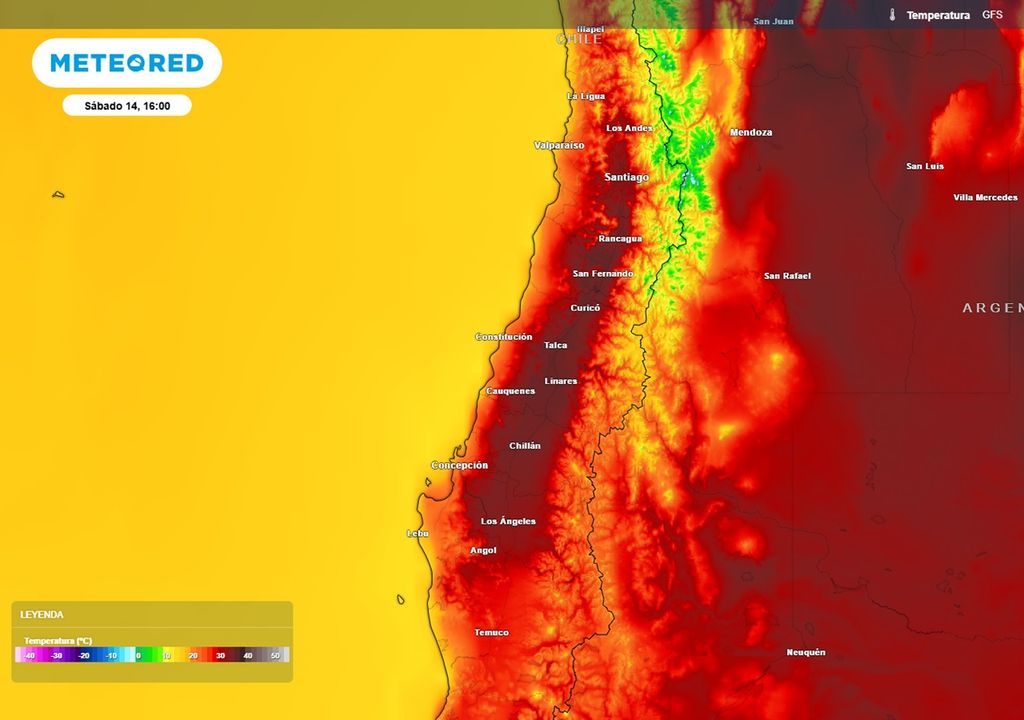 temperaturas previstas para el sábado por el modelo GFS temperaturas previstas para el sábado por el modelo GFS