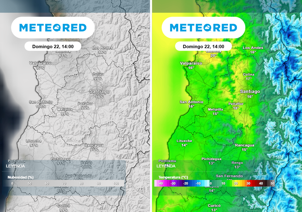 Se espera un domingo con aumento de nubes en Santiago, que además traerán una baja térmica significativa en la región