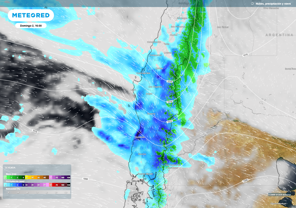 Hacia el domingo, las precipitaciones tenderán a desplazarse hacia el sur, debilitándose de forma gradual.