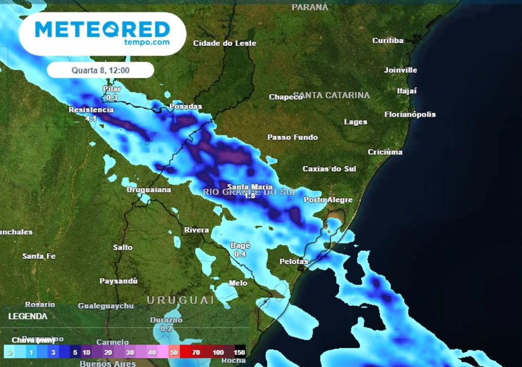 frente fria e chuvas no Rio Grande do Sul