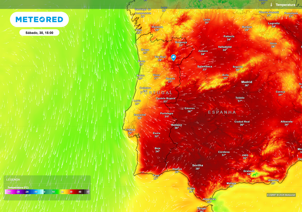 Entre quinta-feira e sábado, o vento de norte transporta ar mais fresco para o litoral e Norte do país.