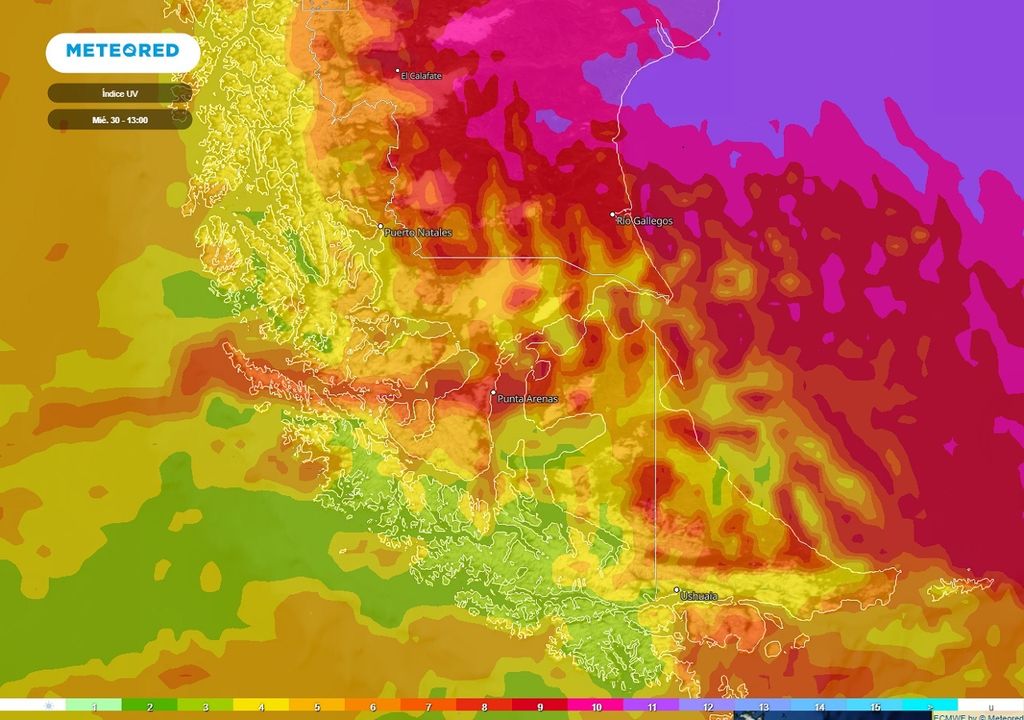 Índice UV previsto; modelo ECMWF Índice UV previsto; modelo ECMWF