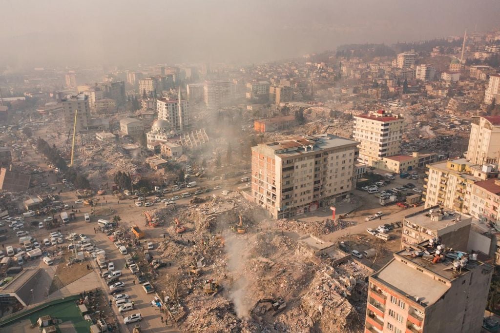 Bild der Zerstörung nach dem Erdbeben in der Türkei im Jahr 2023