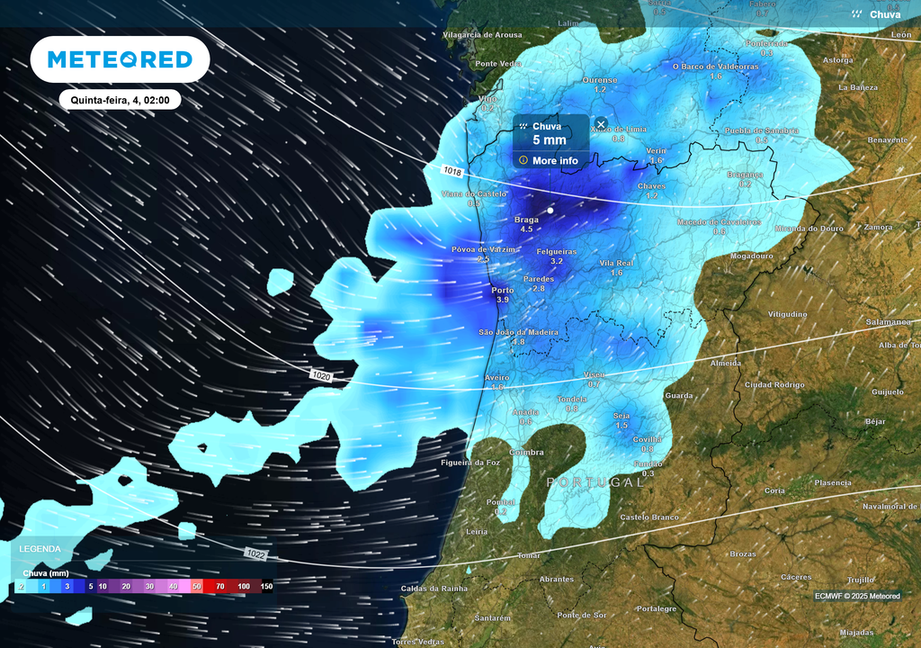 Mapa atmosférico: Chuva
