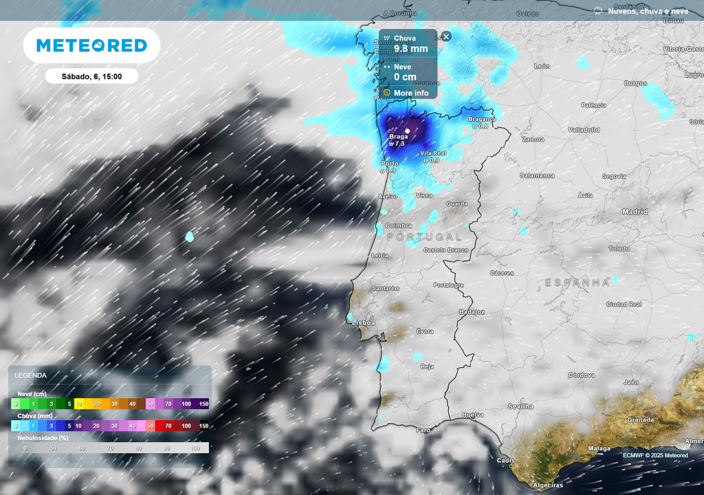 Mapa atmosférico: Chuva
