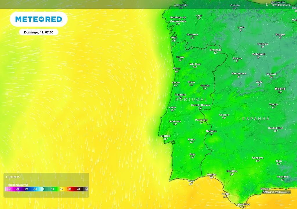 As noites também ficam menos frias. Depois das baixas temperaturas dos dias anteriores, as mínimas recuperam, com o Nordeste Transmontano a registar valores próximos dos 10 a 12 ºC.