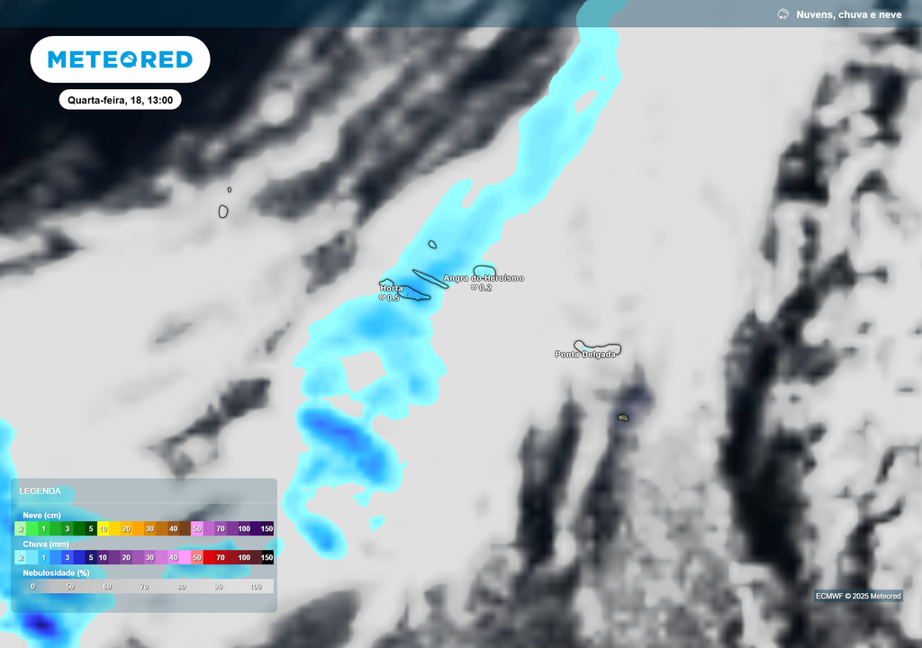 chuva prevista; Açores chuva prevista; Açores