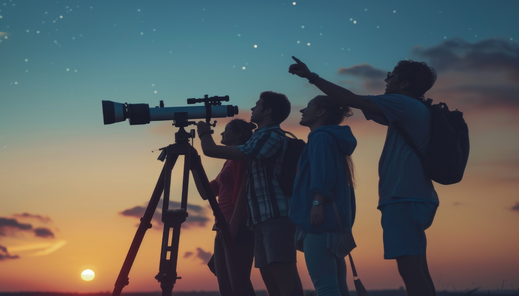 O conceito "ver com dois olhos" une a ciência moderna dos telescópios às lendas ancestrais indígenas para explicar o céu noturno. Imagem gerada por IA.