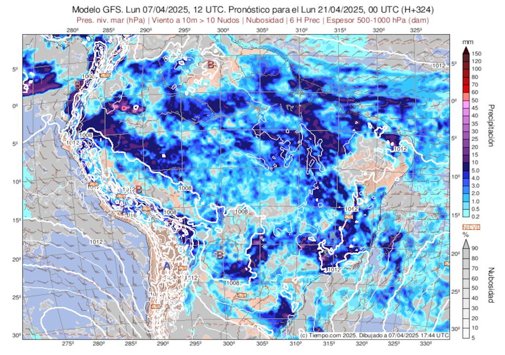 Previsão de nebulosidade e chuva para as últimas horas do dia 20 de Abril. Previsão de nebulosidade e chuva para as últimas horas do dia 20 de Abril.