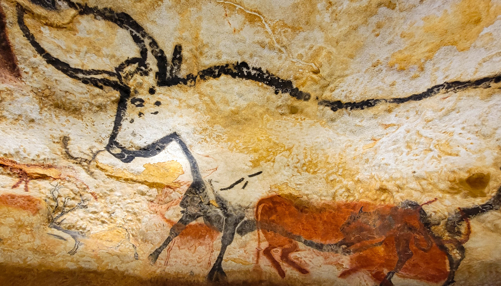 Pinturas rupestres em Taureaux / Grotte de Lascaux, France.