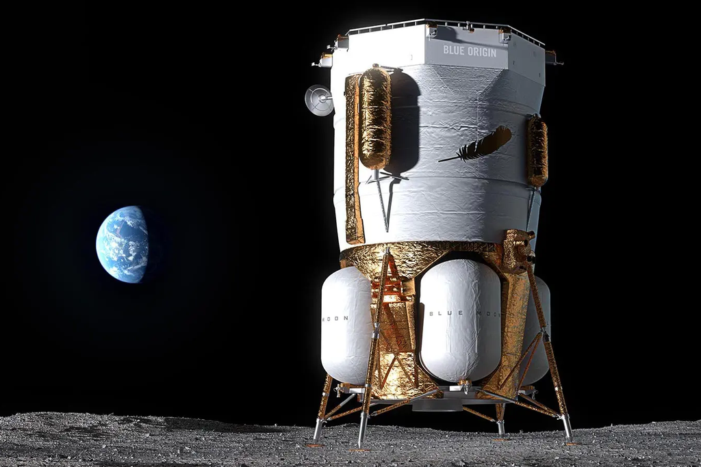 Testes do pousador do Blue Origin irão começar no próximo ano com as previsões de lançamento para os testes sendo janeiro. Crédito: Blue Origin