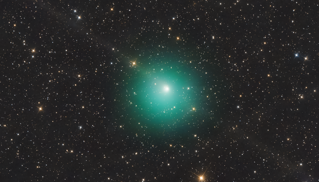 O cometa 10P/Tempel atinge seu brilho máximo e faz sua maior aproximação da Terra nos dias 2 e 3 de agosto. Crédito: Chuck Ayoub