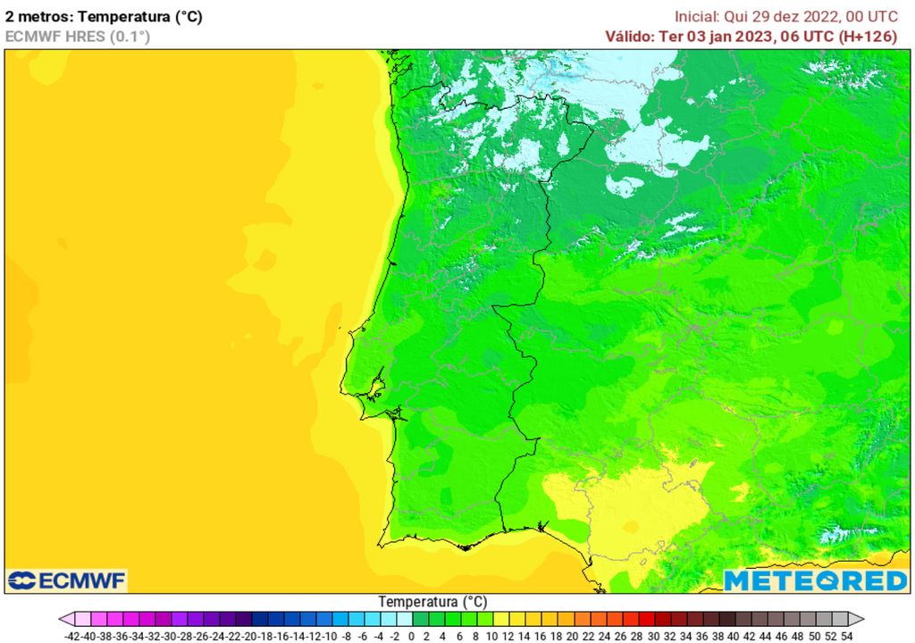 mapa de temperatura; ecmwf; Portugal mapa de temperatura; ecmwf; Portugal
