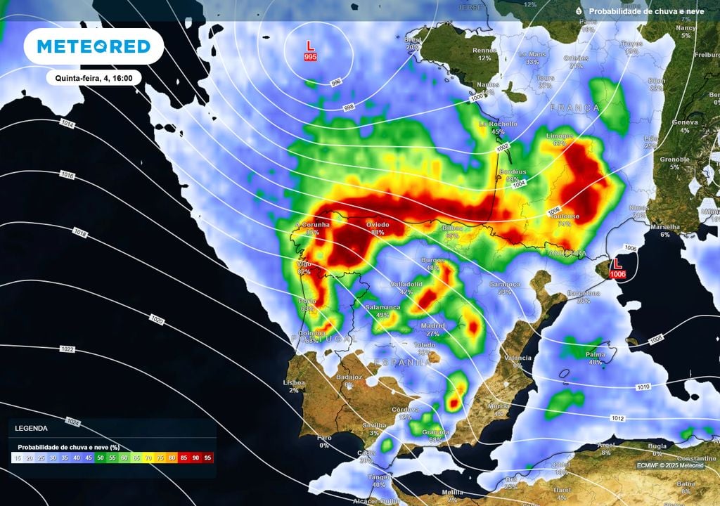 depressões; frentes frias; probabilidade de chuva
