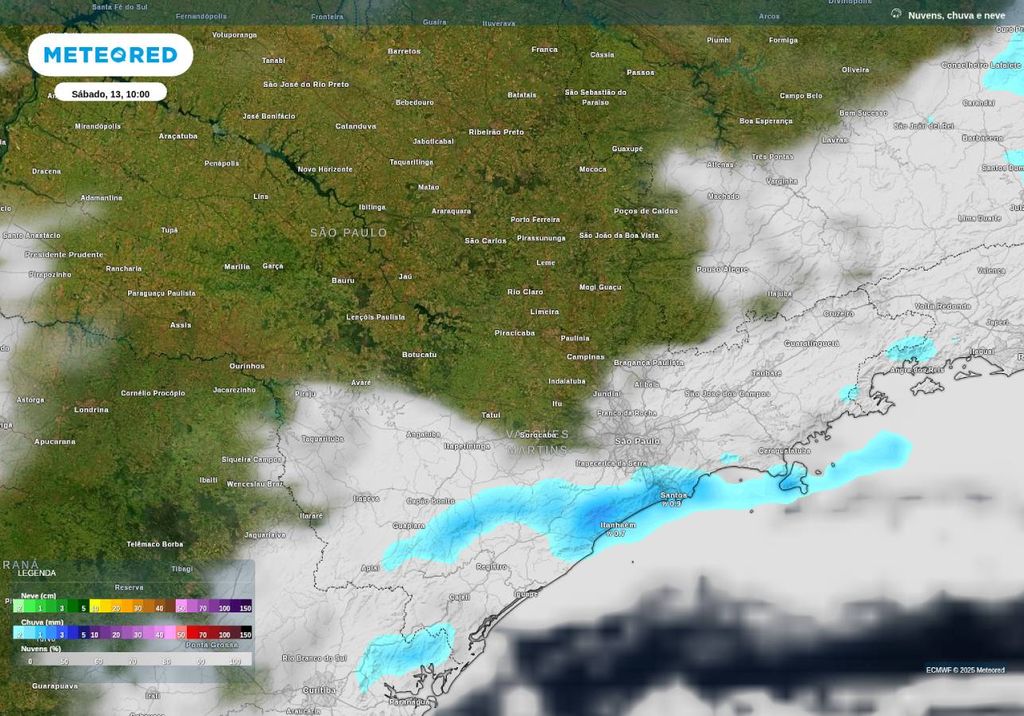 A tendência é que a chuva aumente em área e intensidade no sábado (13), mas