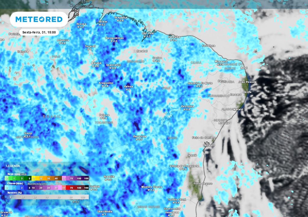 Previsão de nebulosidade e chuva na sexta-feira durante a tarde. Previsão de nebulosidade e chuva na sexta-feira durante a tarde.