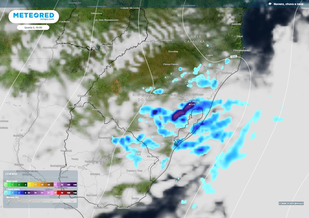 previsão do tempo Região Sul