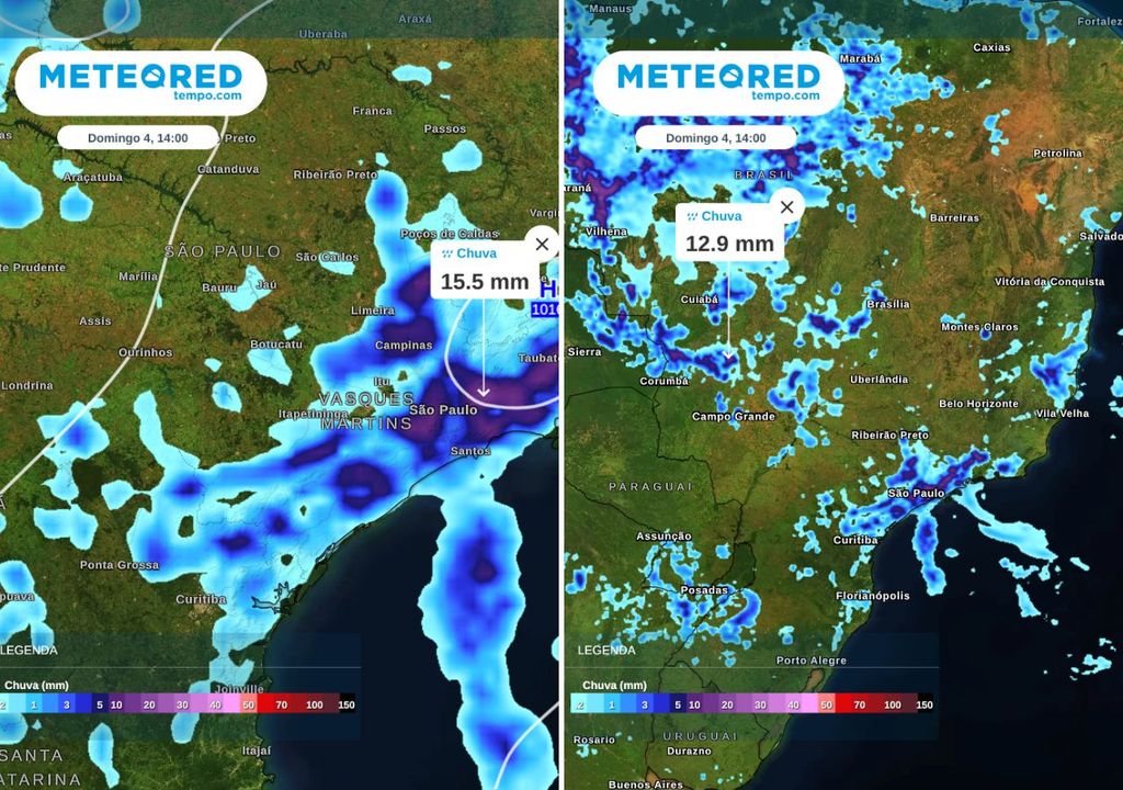 Chuva no Sudeste e Centro-Oeste