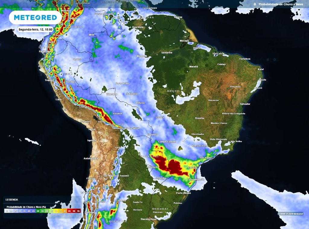 No feriado do dia 12 de Outubro, teremos condições para chuvas intensas e temporais no centro-sul do Brasil, enquanto na porção mais ao norte do país teremos forte calor e tempo mais firme.