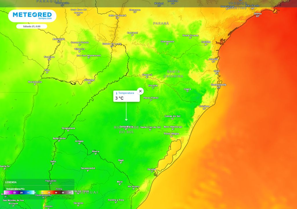 Previsão de Temperaturas mínimas para Sábado (25).
