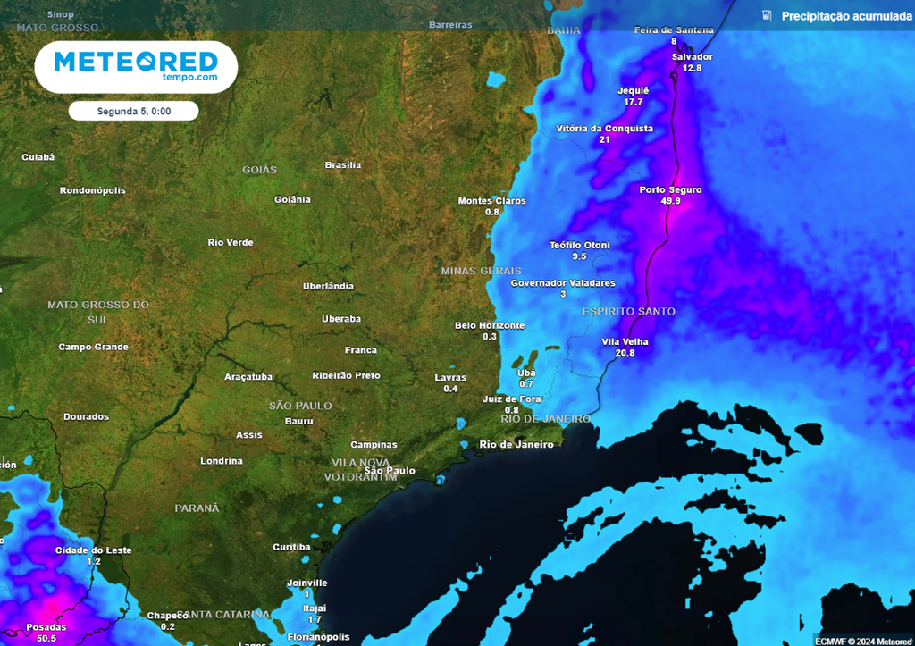 previsão, chuva acumulada