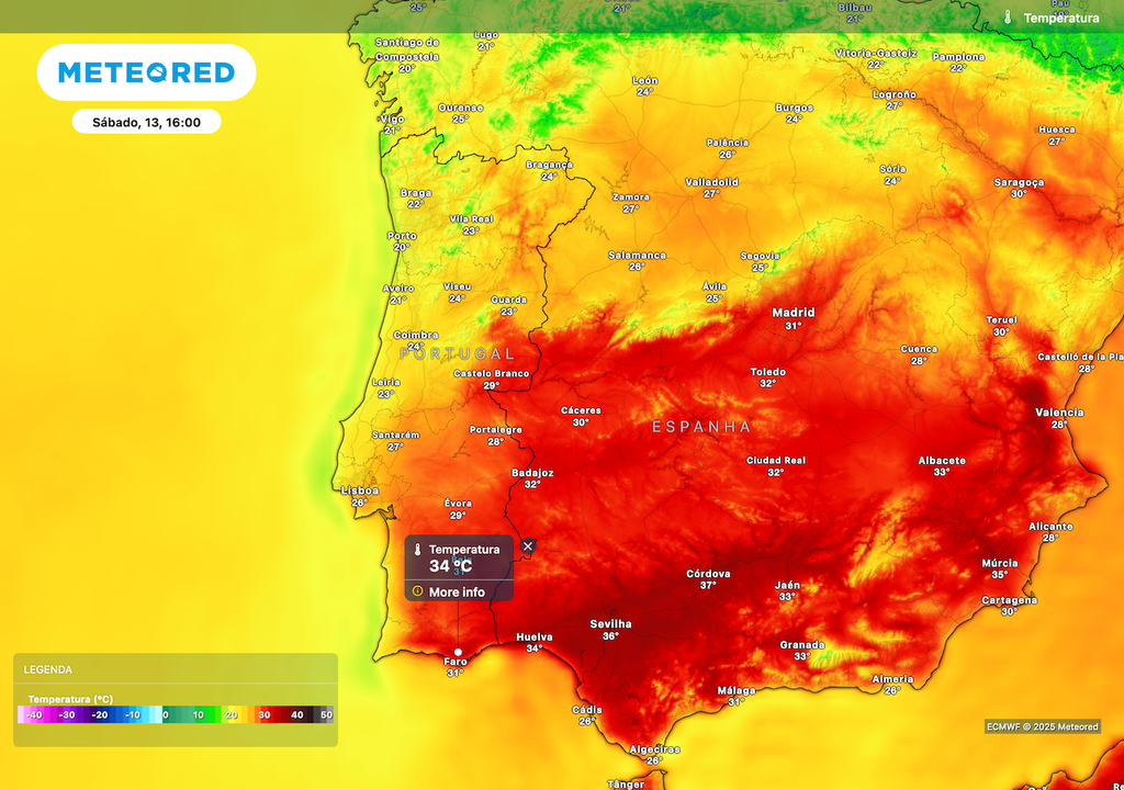 Temperaturas máximas podem chegar aos 34 ºC no Sul do país. Temperaturas máximas podem chegar aos 34 ºC no Sul do país.