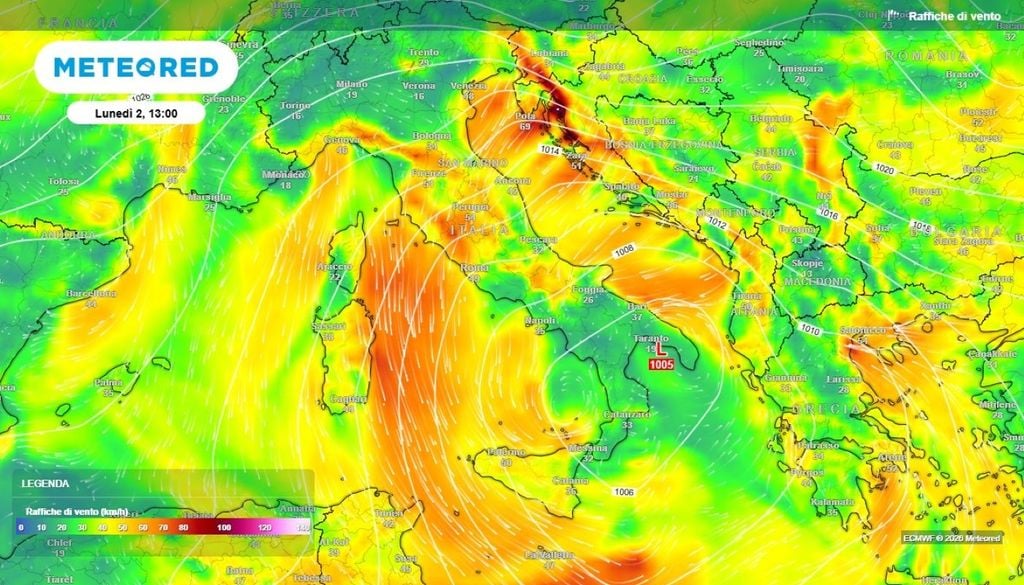 Vento, freddo. Il flusso fredda da nord-est atteso sull'Italia nel corso del prossimo fine settimana.