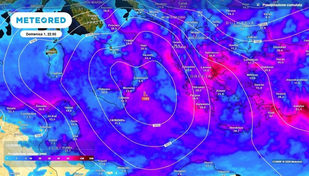 Piogge. Ecco le precipitazioni cumulate dei prossimi giorni, si notano accumuli più importanti sulle aree del medio-basso Adriatico e Sud.