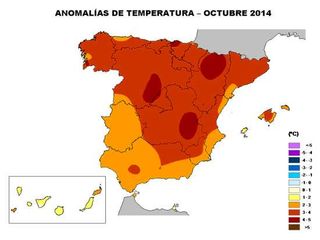 Octubre 2014, extremadamente cálido y ligeramente seco