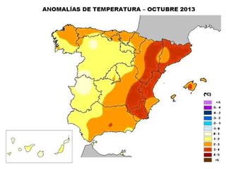 Octubre de 2013: muy cálido y desigual en precipitaciones 