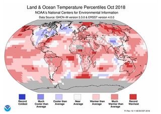 Octubre de 2018: el 2 de octubre más cálido de la Tierra solo superado por octubre de 2015