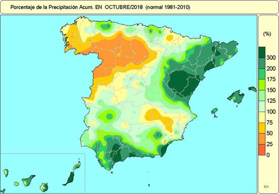 Octubre De 2018 En España: Normal En Cuanto A Temperaturas, Y Húmedo Octubre De 2018 En España: Normal En Cuanto A Temperaturas, Y Húmedo
